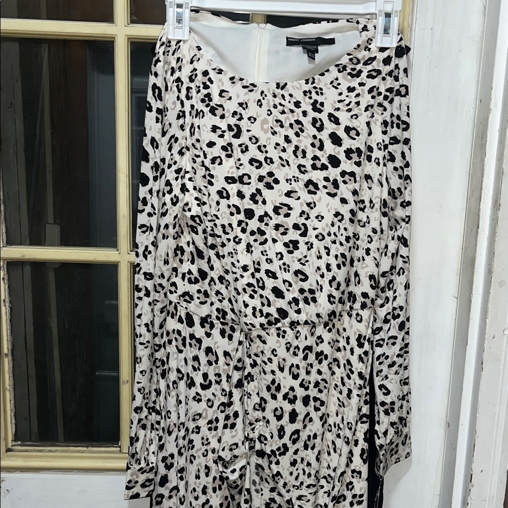 NWT Maggy London Leopard Print Dress - Black and Cream